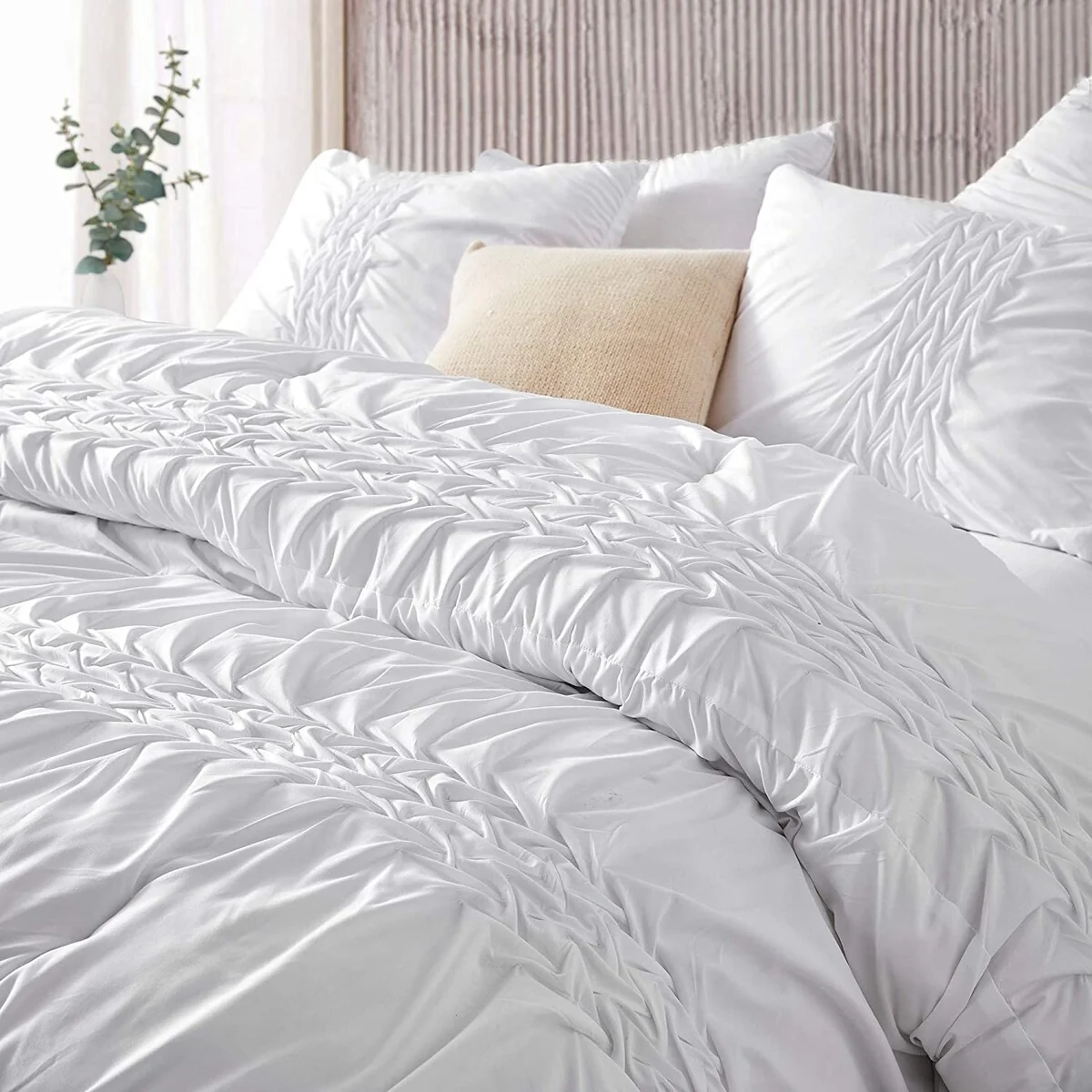 Pleated Knit and Loop Textured Oversized Comforter