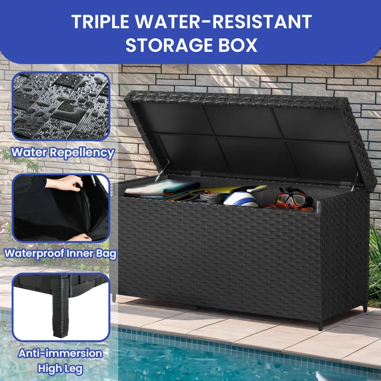 Edrosie Inc 60.23'' W 170 Gallons Water Resistant Deck Box in Black