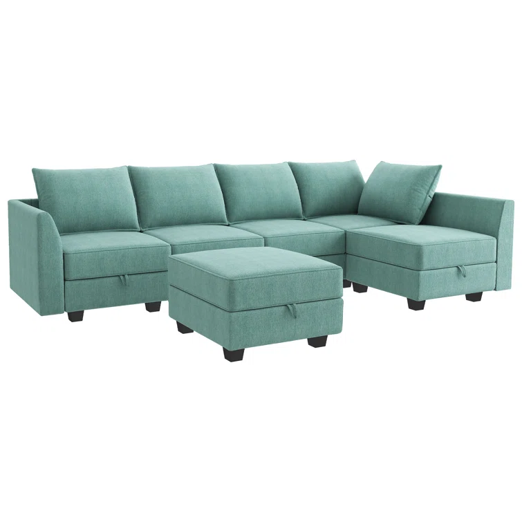 U shaped Upholstered Modular Sectional Storage Sofa Couch