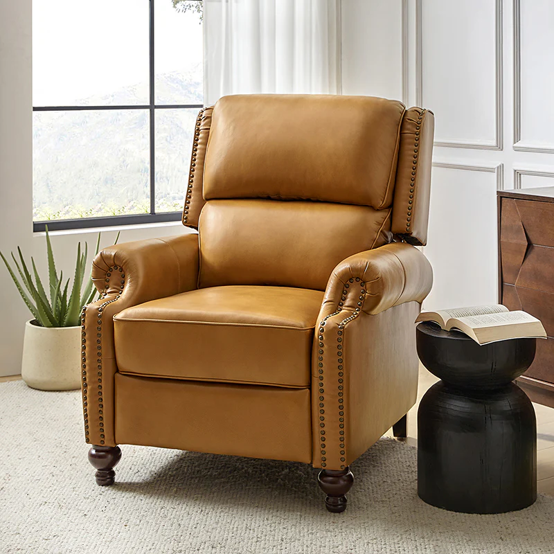 Consuela Mid-century Genuine Leather Recliner
