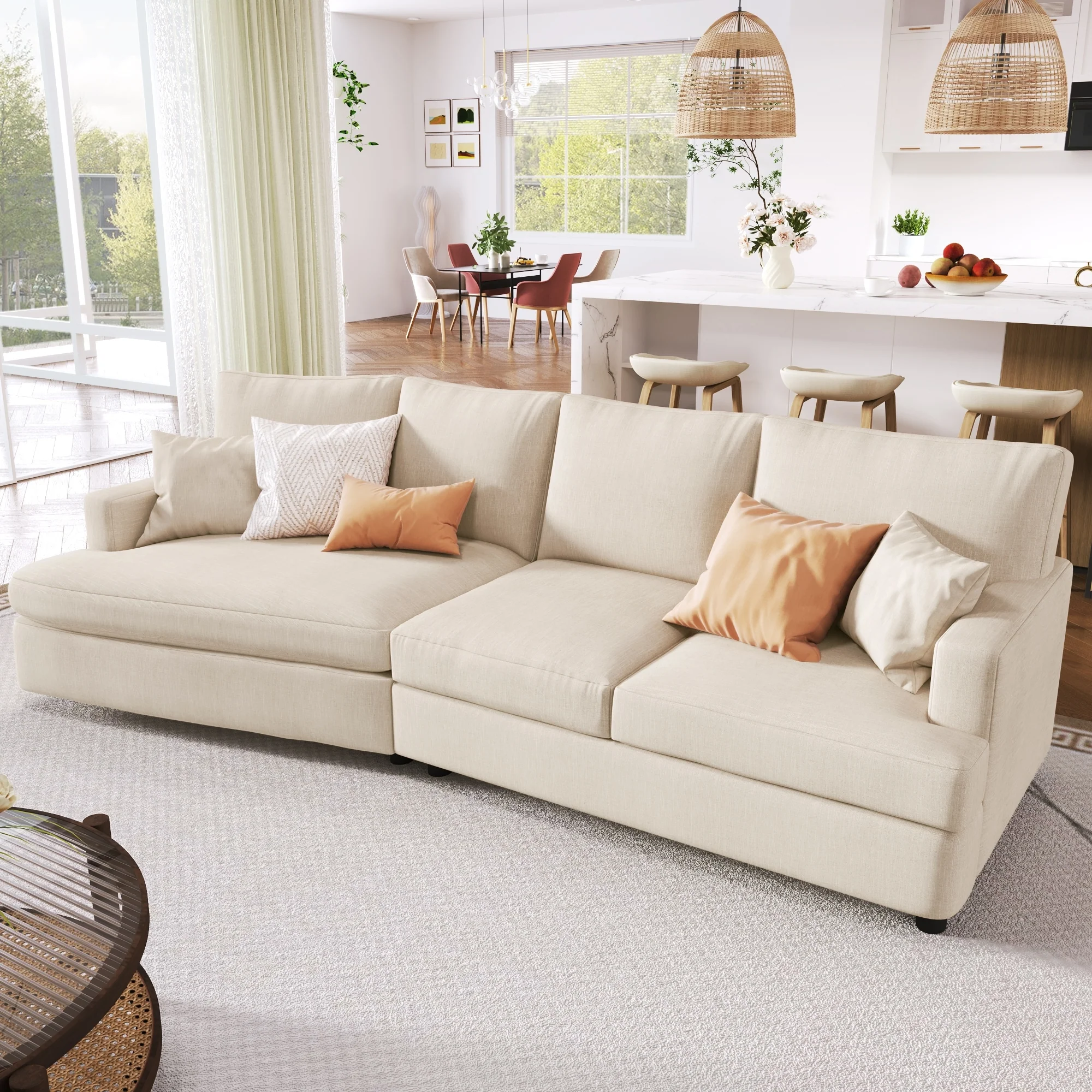 Sofa with Removable Back and Seat Cushions and 2 pillows