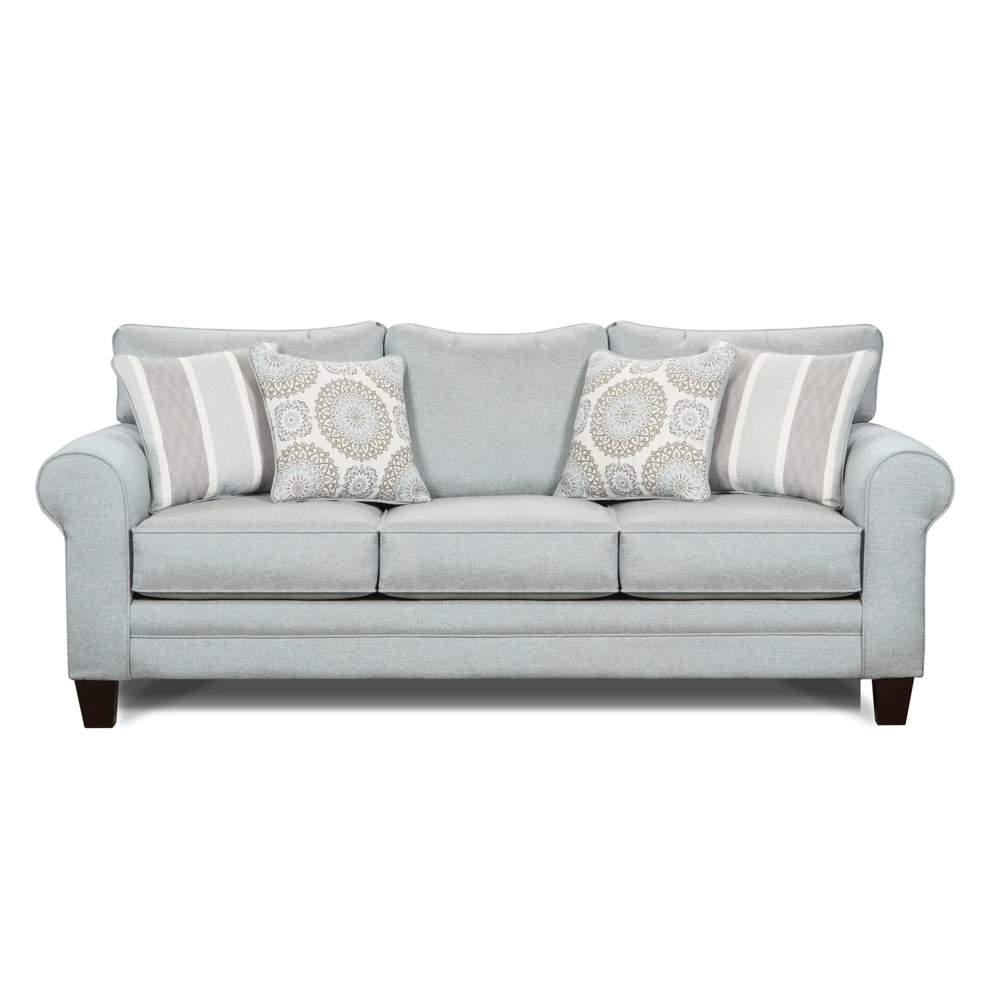 Grande Mist Round Arm Transitional Baby Blue Sofa