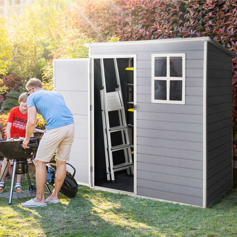 5 ft. W x 3 ft. D Resin Vertical Storage Shed