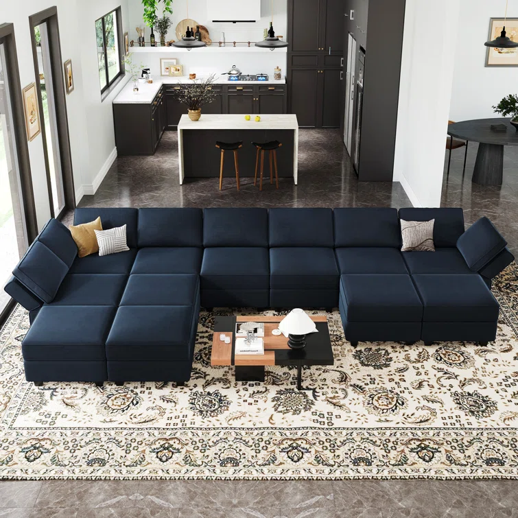 Wylodene 84.7 '' Wide Genuine Velvet Reversible Modular Corner Sectional