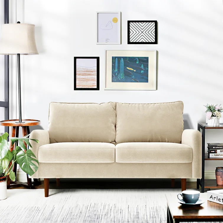 Mercer41 Hessville Sofa 57.8" Velvet Round Arm Apartment Loveseat