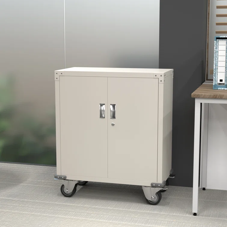 Montalto 35.4" H x 32.3" W x 16" D Metal Mobile Garage Storage Cabinet with Adjustable Shelf