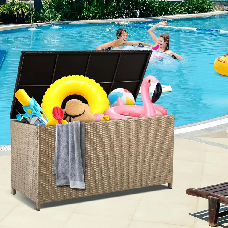 EFURDEN 47'' W 100 Gallons Water Resistant Wicker Deck Box