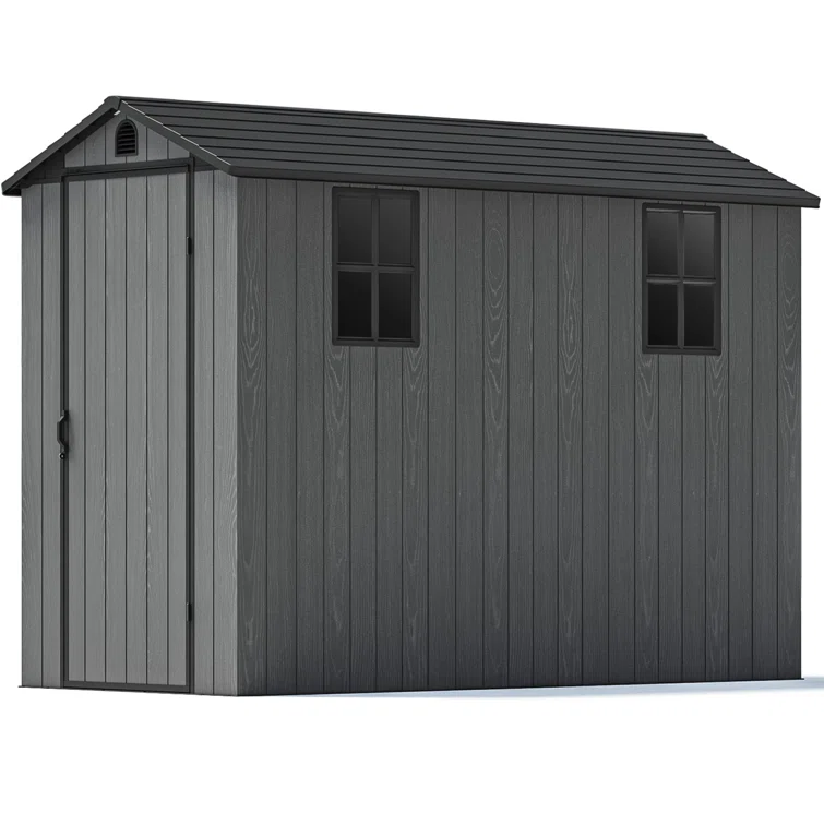 4 ft. W x 8 ft. D Plastic Storage Shed with Floor, Resin Shed with Windows and Lockable Doors