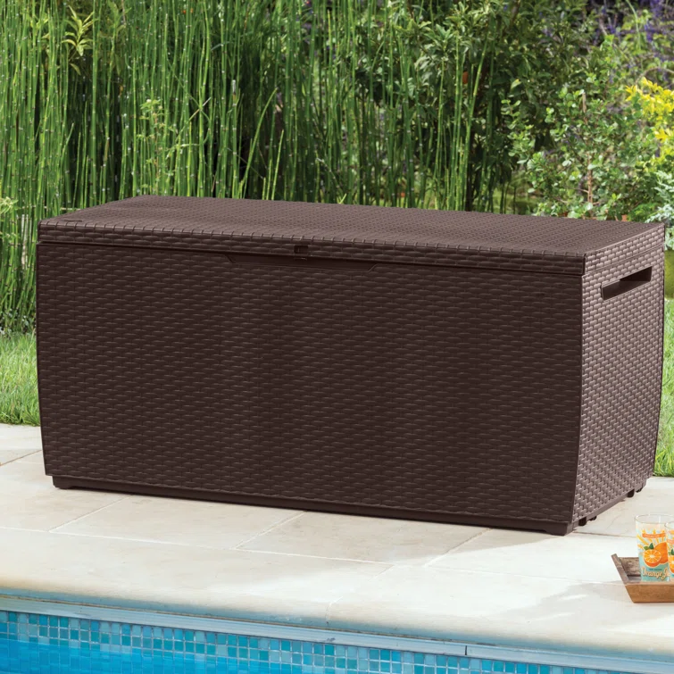 Keter Capri 80 Gallon Durable Resin Outdoor Storage and Organization Deck Box Ideal For Garden Patio Furniture and Supplies, Brown