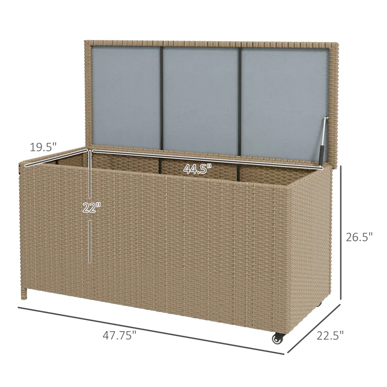 Outsunny 47.75'' W 83 Gallons Wicker Deck Box