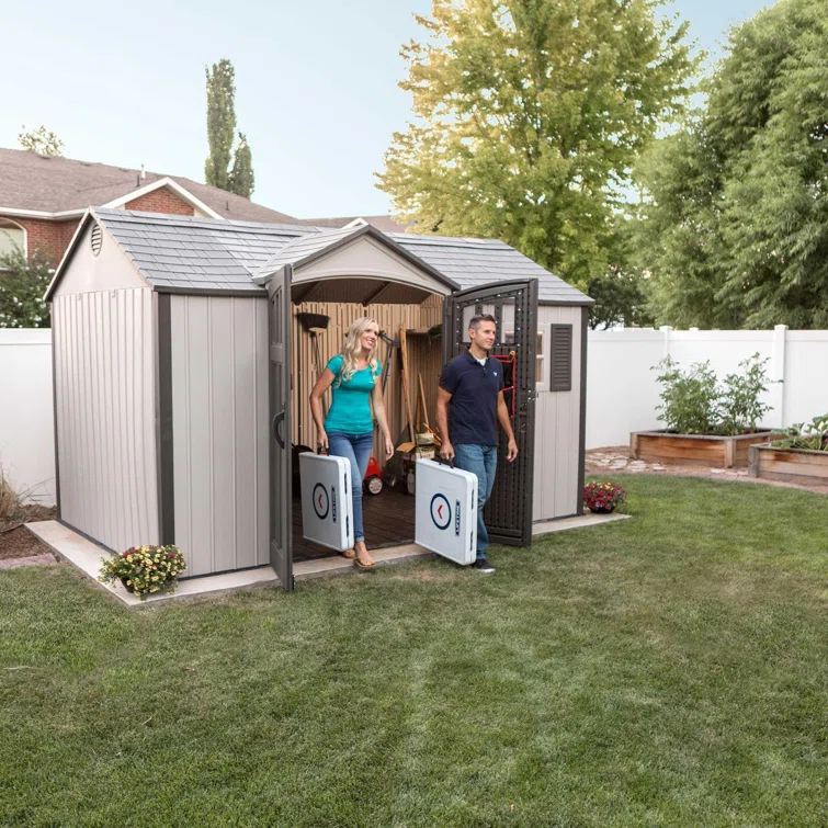 Lifetime 12.5 Ft. x 8 Ft. High-Density Polyethylene (Plastic) Outdoor Storage Shed with Steel-Reinforced Construction