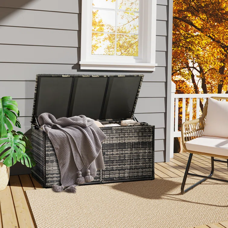YITA 120 Gallon Outdoor Wicker Deck Box