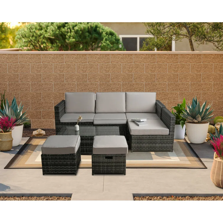 Noralf 113'' Wide 6 - Person Outdoor Seating Group with Cushions