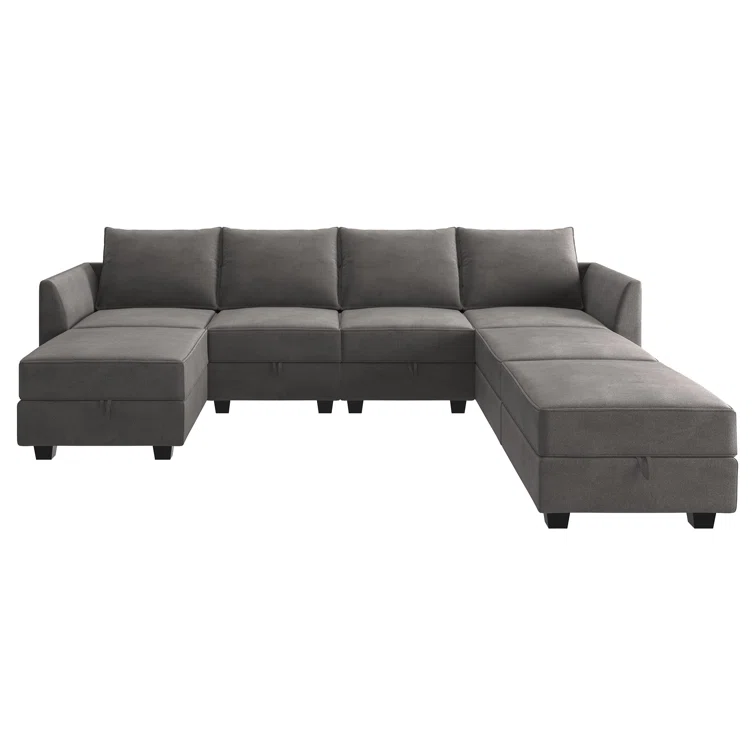 Tremee U Shaped Velvet Modular Sectional Couch for Living Room