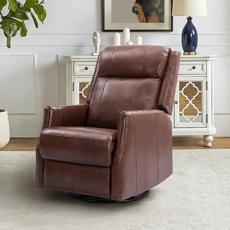 Epimetheus Genuine Leather Manual Swivel Recliner