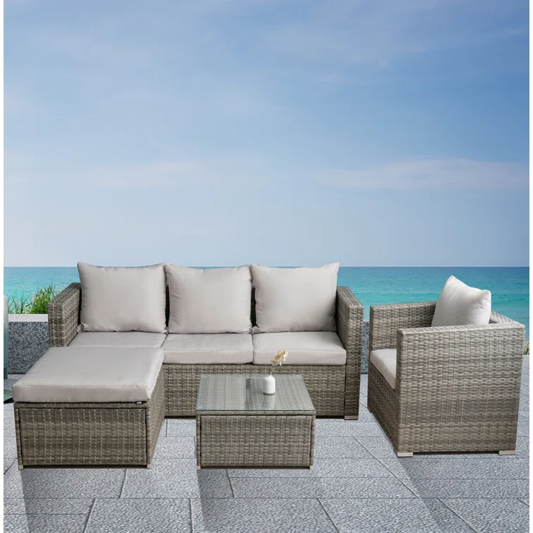 Evaristus 5 - Person Outdoor Seating Group with Cushions