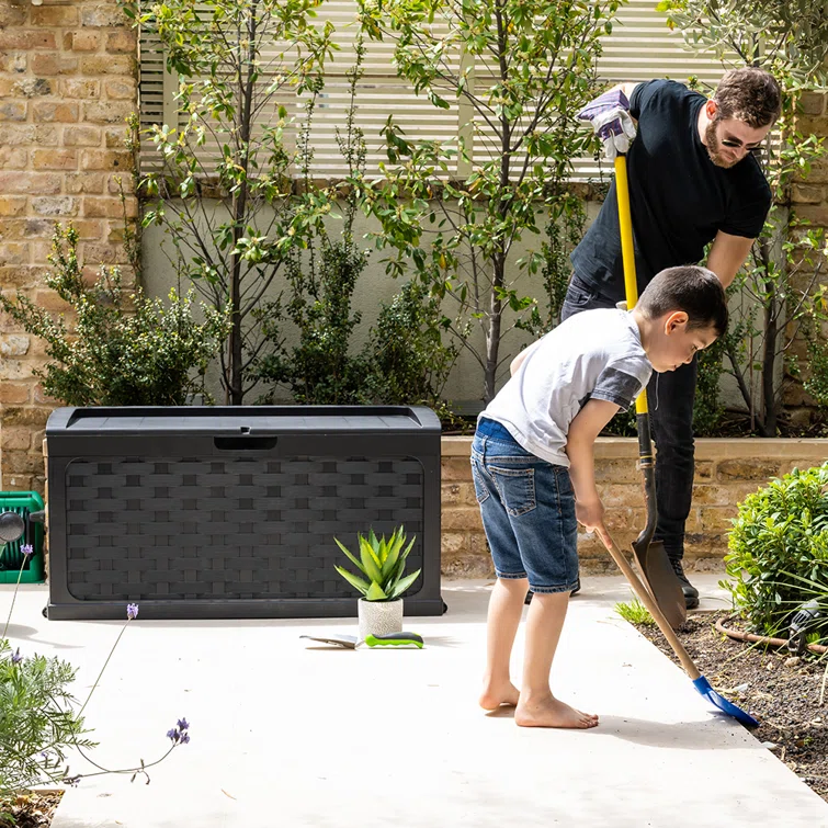 Rebrilliant Kiden 45.7'' W 88 Gallons Plastic Lockable Deck Box with Wheels