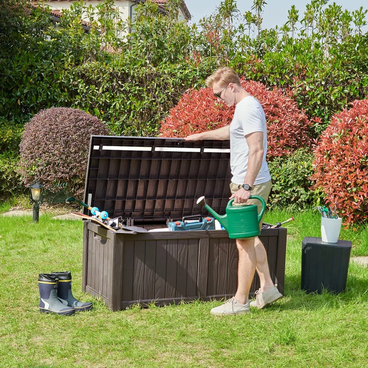 Underyr 55.3'' W 120 Gallons Water Resistant Resin Lockable Deck Box