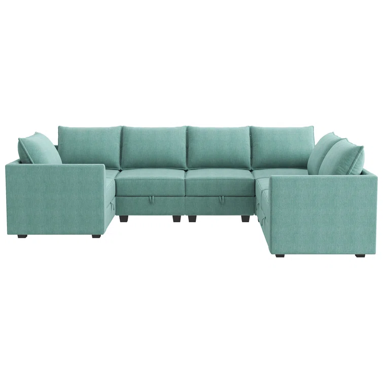 U-Shaped Corner Modular Upholstered Sectional Sofa with Storage Seat