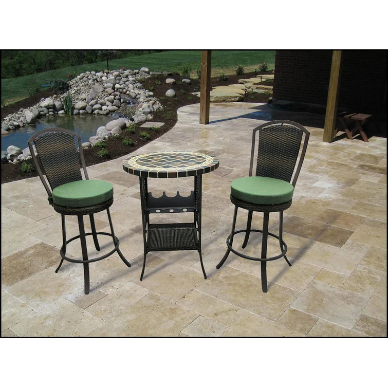 Stoneham 2 - Person Round Outdoor Dining Set with Cushions