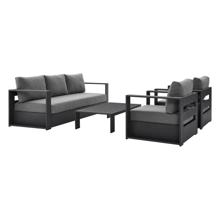 Modway Tahoe Outdoor Aluminum 4-piece Conversation Set with Coffee Table