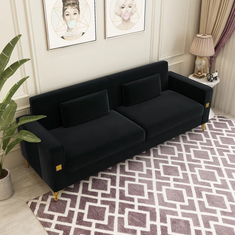 Deondry 85.63" Velvet Square Arm Sofa