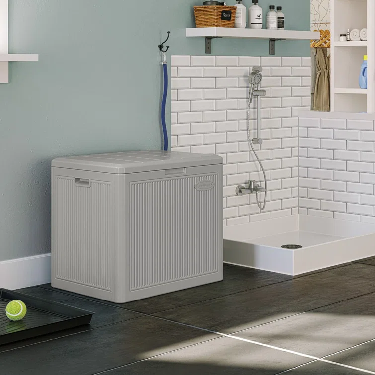 Suncast 22 Gallons Gallon Water Resistant Resin Deck Box in Dove Gray