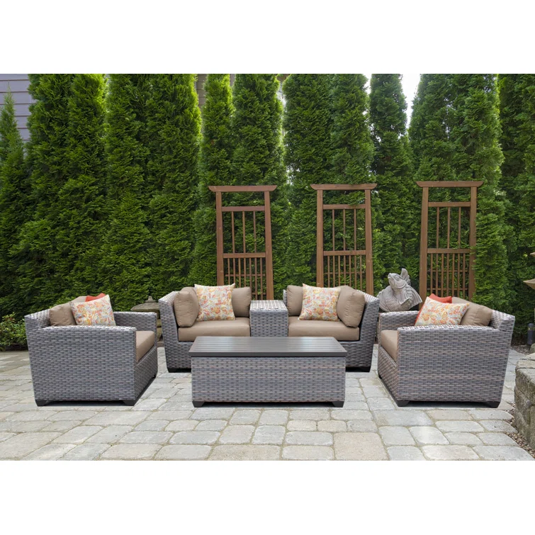 Florence 6 Piece Lounge Seating Group Set with Cushion