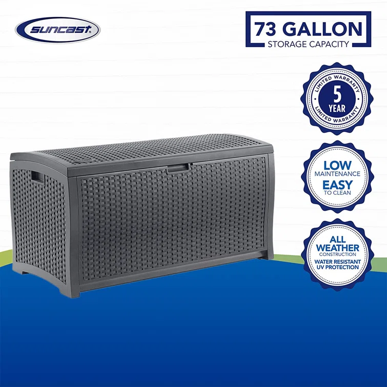 Suncast 21.5'' W 73 Gallons Water Resistant Plastic Lockable Deck Box in Black (Set of 2)