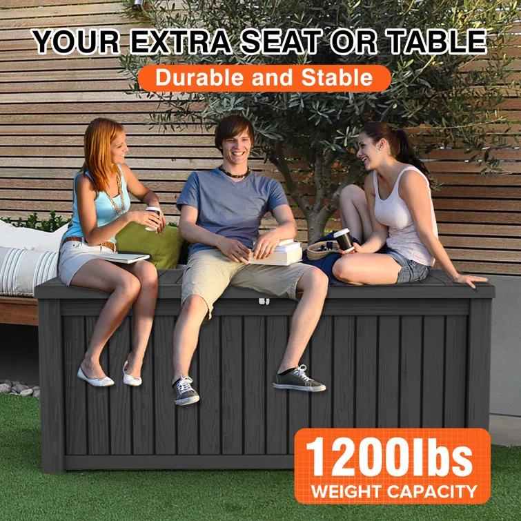 Emperic Design 60.8'' W 150 Gallons Water Resistant Resin Lockable Deck Box