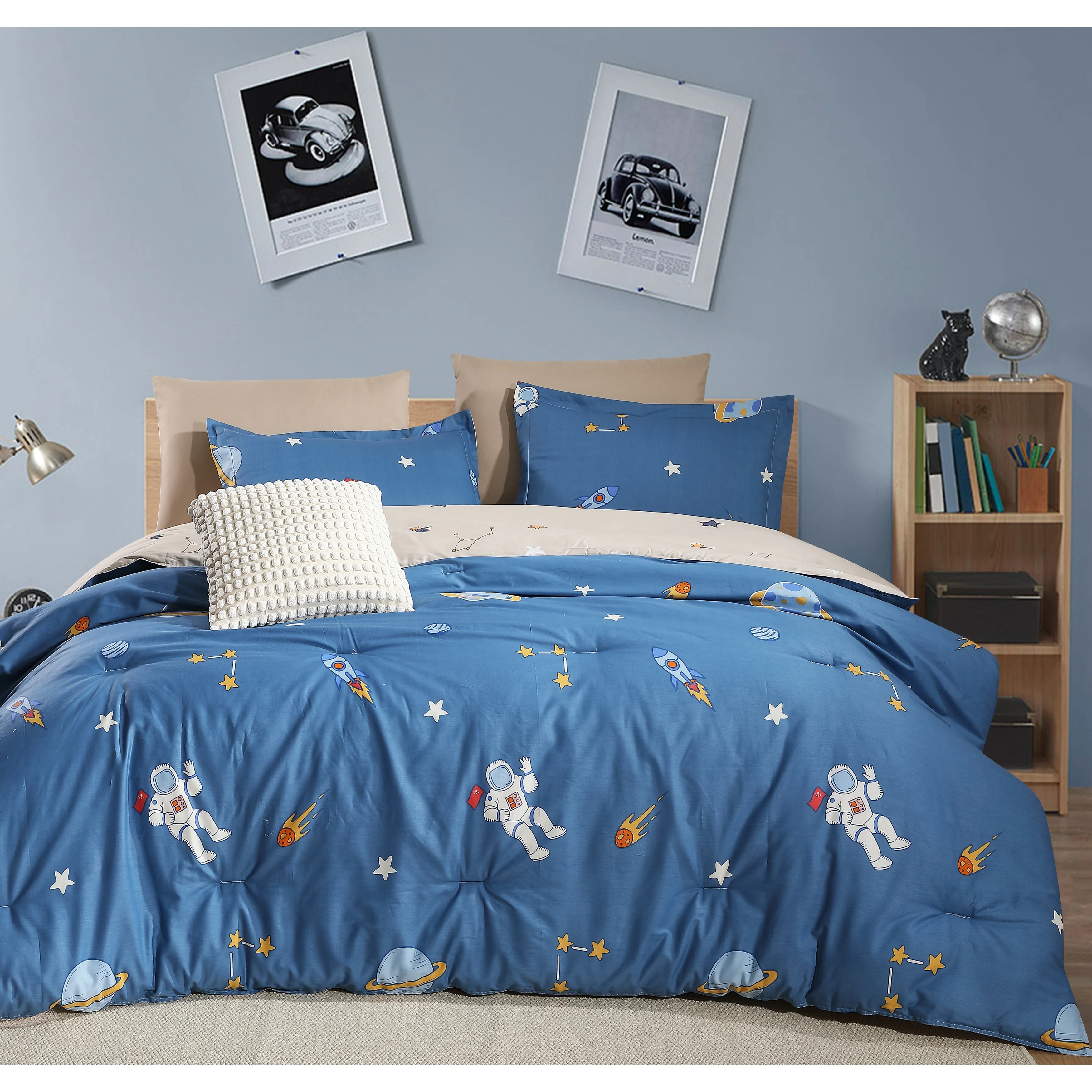 Kids Astronaut Rocket ship 100% Cotton Reversible Comforter Set