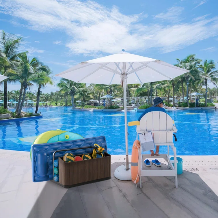 Duell Aluminum Pool Float Storage Basket, Outdoor Toy Rack and Multi Use Storage Organizer Bin for Floats, Paddles, Balls, Towels