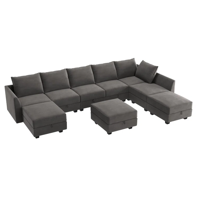 Tremee U Shaped Velvet Modular Sectional Sofa