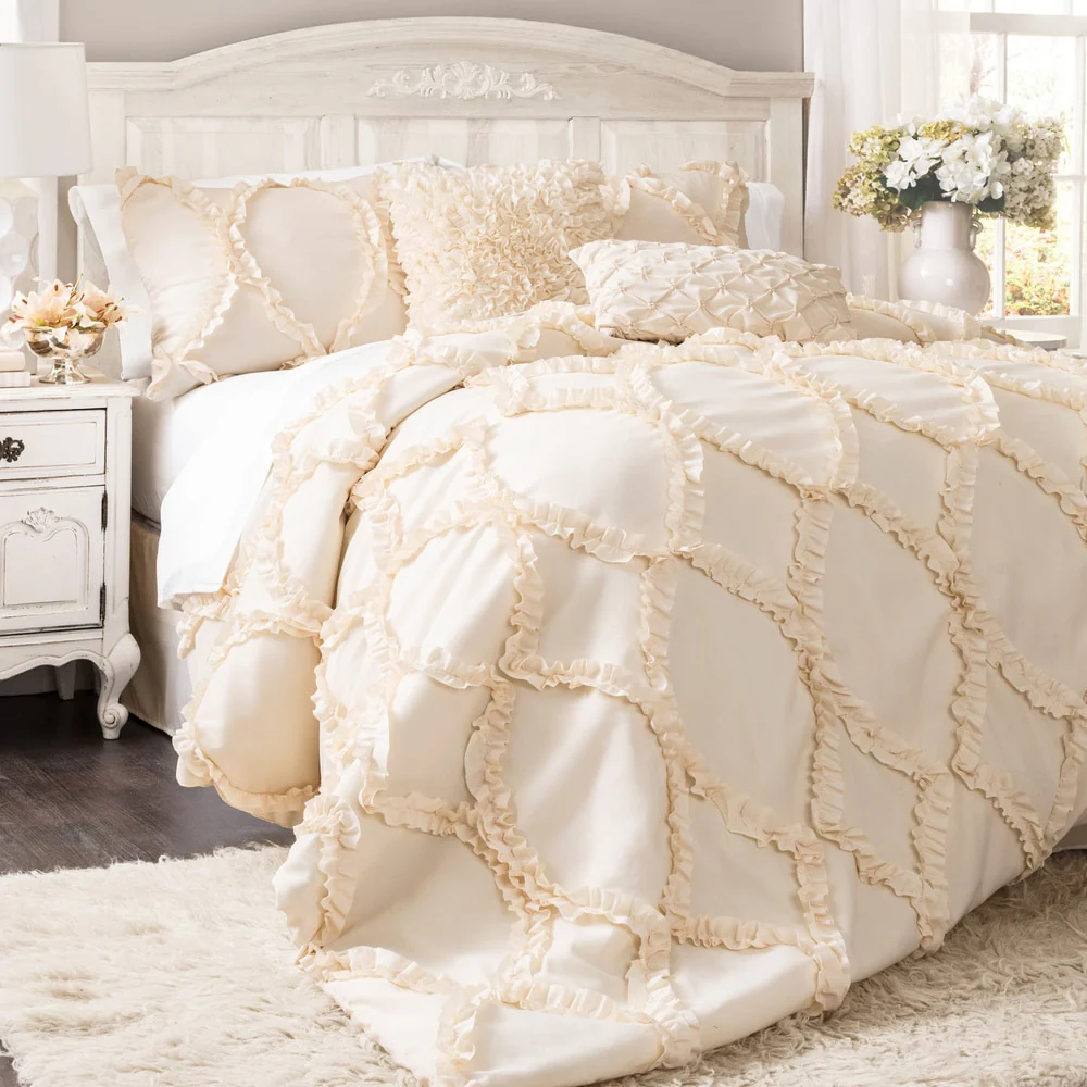Lush Decor Avon Ruffled White 3-piece Comforter Set