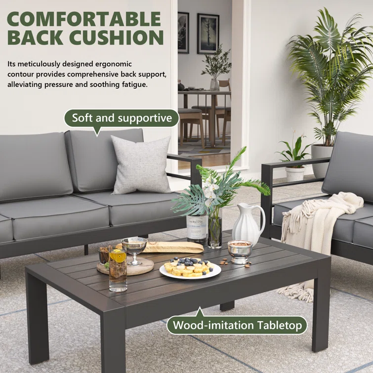 5-Person Sofa Seating Group With Fire Pit Table