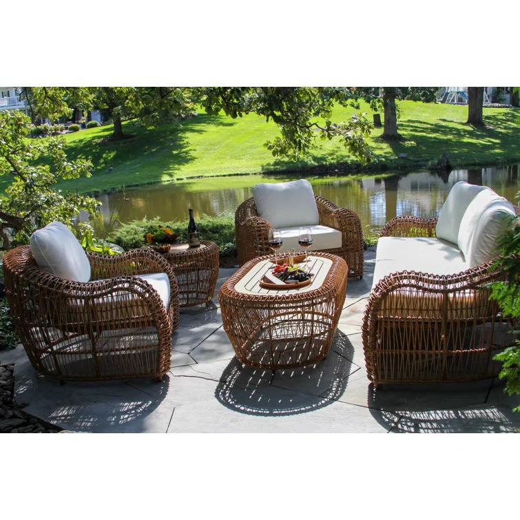 Alyshia 5 Piece Sofa Seating Group with Sunbrella Cushions
