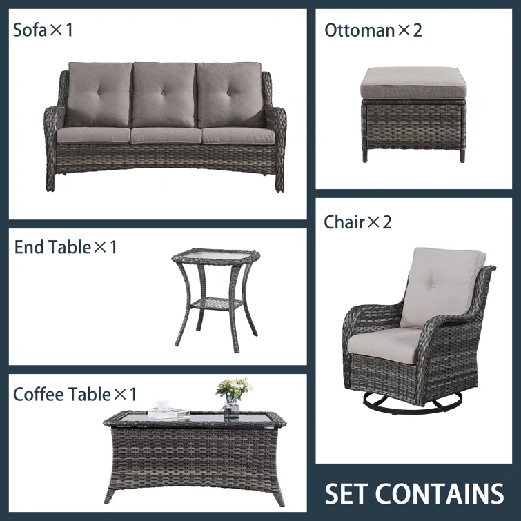 5 - Person Outdoor Seating Group with Cushions