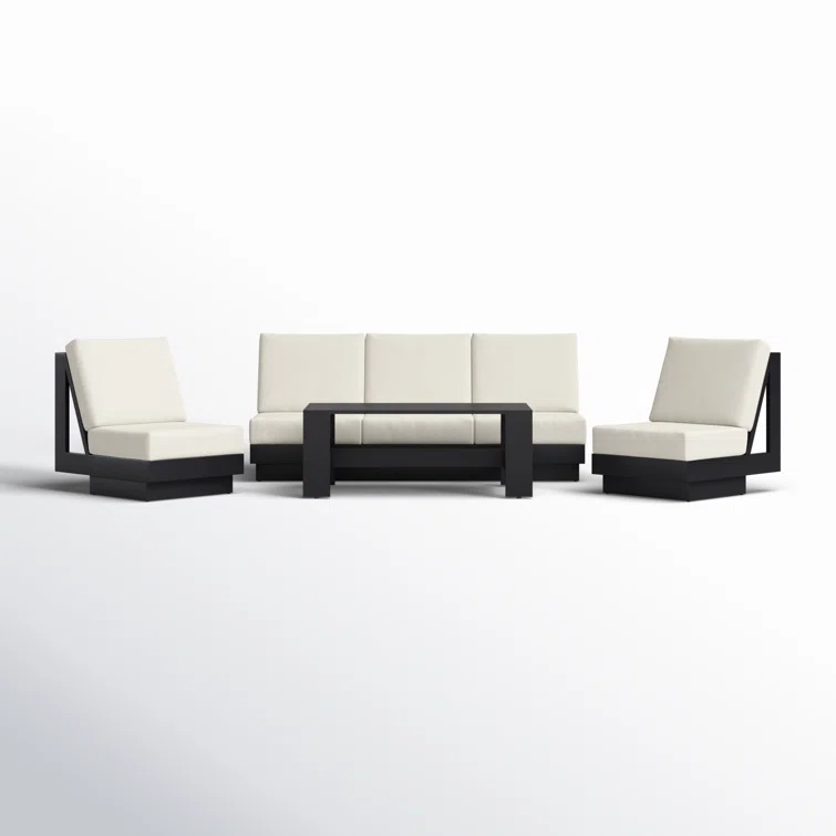 Lucca 4-Piece Outdoor Seating Group with Swivel Chairs and Sunbrella Cushions