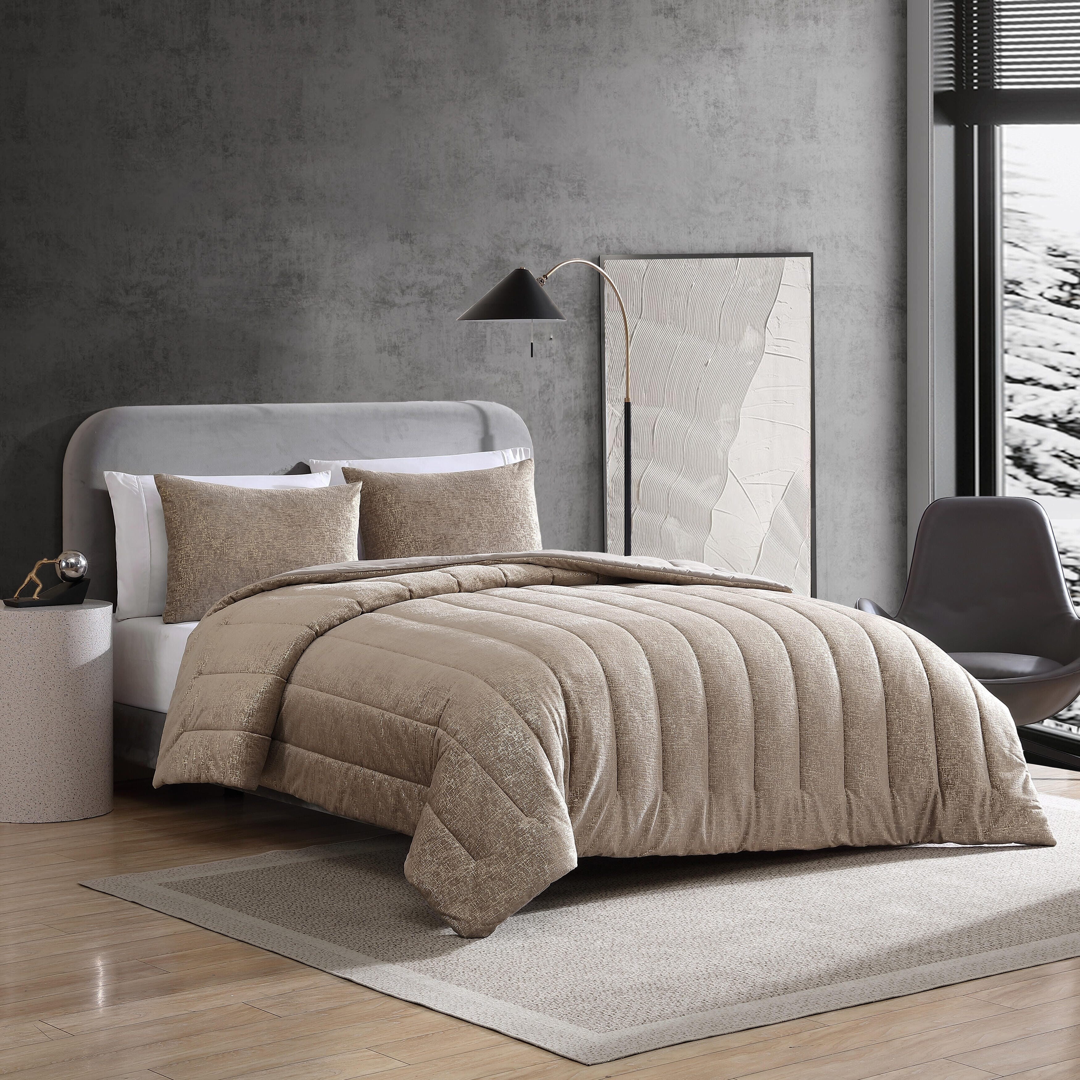 Kenneth Cole Banks Velvet Metallic Reversible Comforter Set