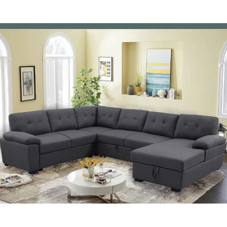 Upholstered Sectional Sleeper Sofa & Chaise