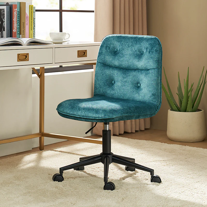 Leonhard Upholstered Swivel Task Chair: Plush Velvet Feel with Linen-Inspired Fabric, Adjustable Height, and Wheels