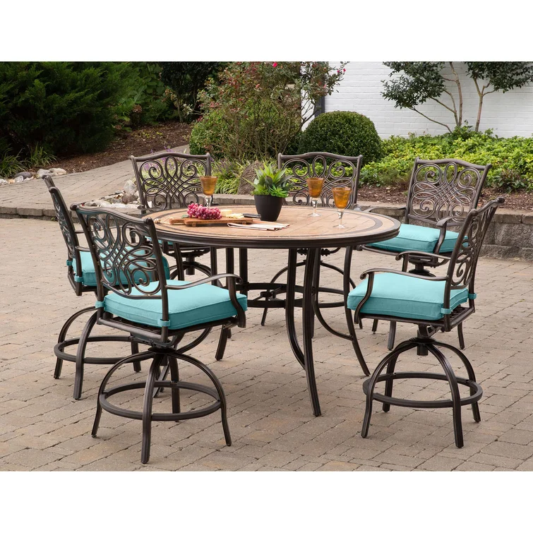Alejando 6 - Person Round Outdoor Dining Set with Cushions