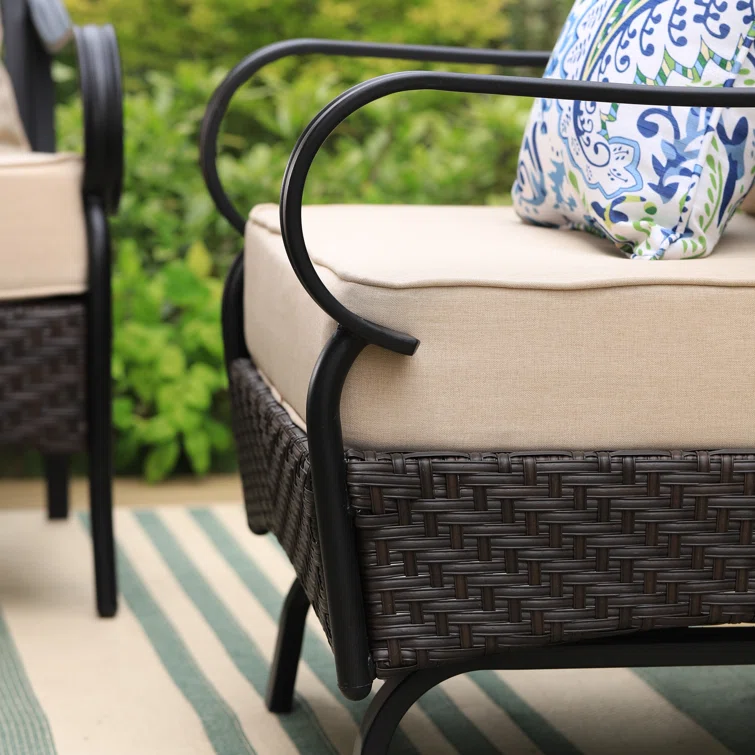 Tapasi 5-7 Person Front Porch Furniture Sets with Fire Pit Table & Rocking Lounge Chairs