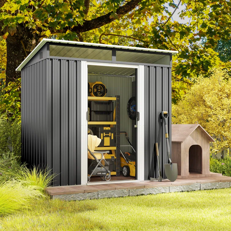 Sliding Doors 6 ft. W x 4 ft. D Metal Storage Shed