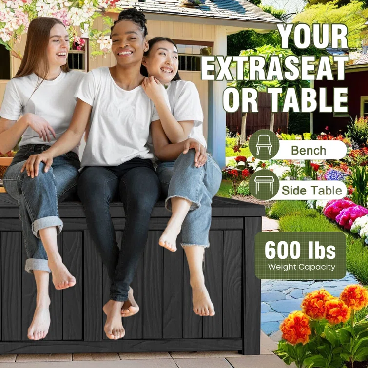 WORACO 67.5'' W 120 Gallons Water Resistant Resin Lockable Deck Box