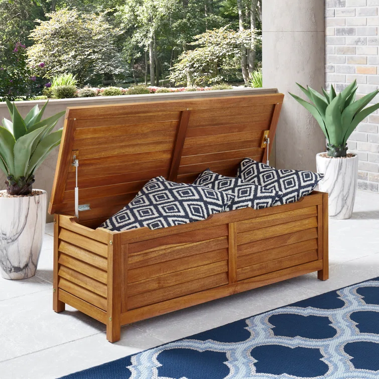 Beachcrest Home™ Anjenette 51.25'' W 78.87 Gallons Water Resistant Solid Wood Acacia Deck Box
