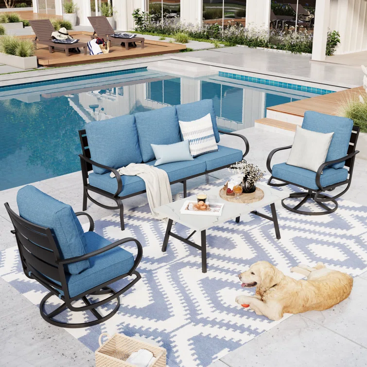 Tapasi 5-7 - Person Patio Conversation Set with Swivel Lounge Chairs & Sofa