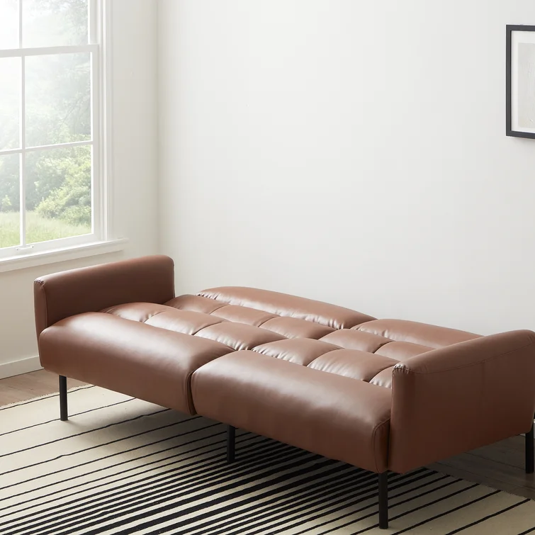 Ollie Twin 82.3'' Faux Leather Tight Back Sofa