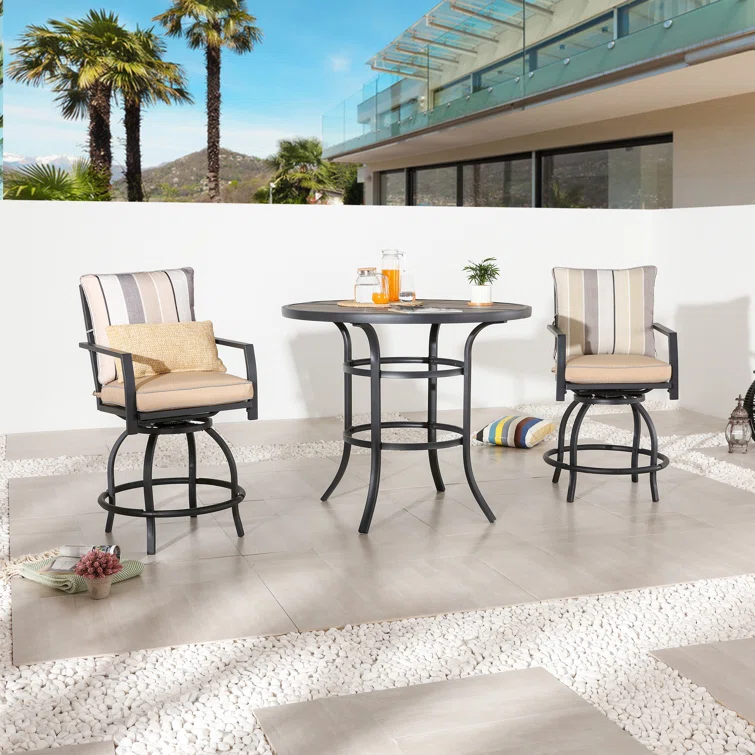 Adolfas 2 - Person Round Outdoor Dining Set with Cushions