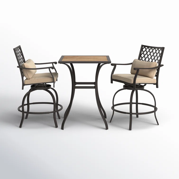 Jilyn 2 - Person Square Outdoor Dining Set with Cushions